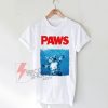 Paws T-Shirt. Jaws Movie T-Shirt. Kitten Shirt. Kitty T-Shirt. Cat T-Shirt On Sale