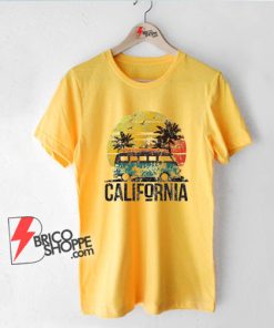 California Retro Surf Vintage Van Surfer Surfing Distressed T-Shirt - Funny Shirt On Sale