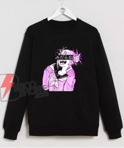 Waifu Anime Neko Vaporwave Glitch Manga Girl Sweatshirt - Funny Sweatshirt