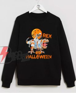 Halloween Dinosaur T-rex Skeleton Pumpkin Moon Sweatshirt – Funny Sweatshirt
