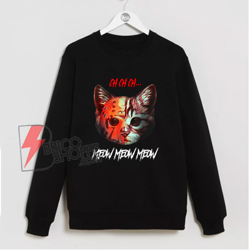 Meow Meow Halloween Scary Cat Mask Sweatshirt - Funny Sweatshirt