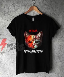Meow Meow Halloween Scary Cat Mask T-Shirt - Funny Shirt