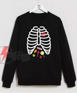 Skeleton Rib Cage Heart Candy Cute Sweatshirt - Funny Halloween Sweatshirt