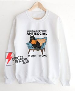 Black Cat Anti Stupid I'm Not Anti Social Im Anti Stupid Sweatshirt
